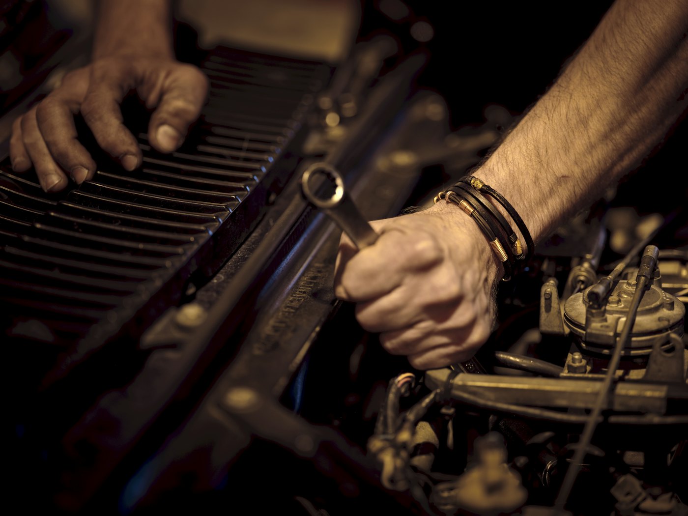 Mechanic working on an engine